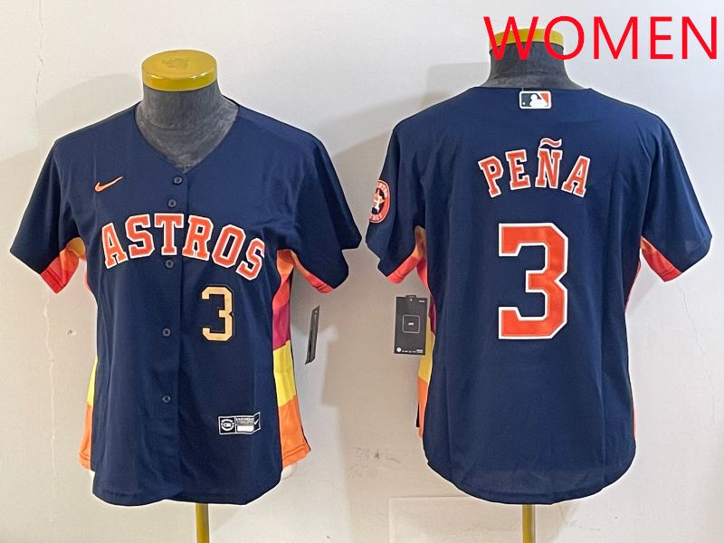 Women Houston Astros 3 Pena Blue City Edition 2025 Nike MLB Jersey style 4
